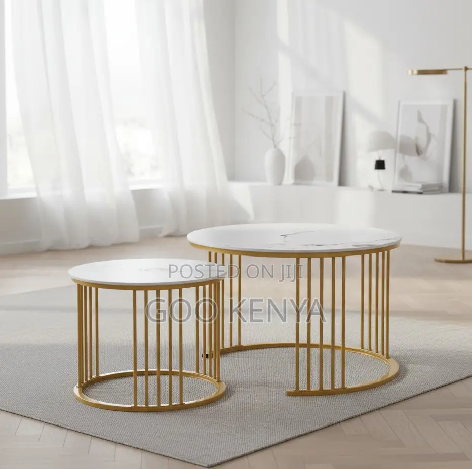 Coffee Table; High-End Modern Gold Convertible Coffee Table