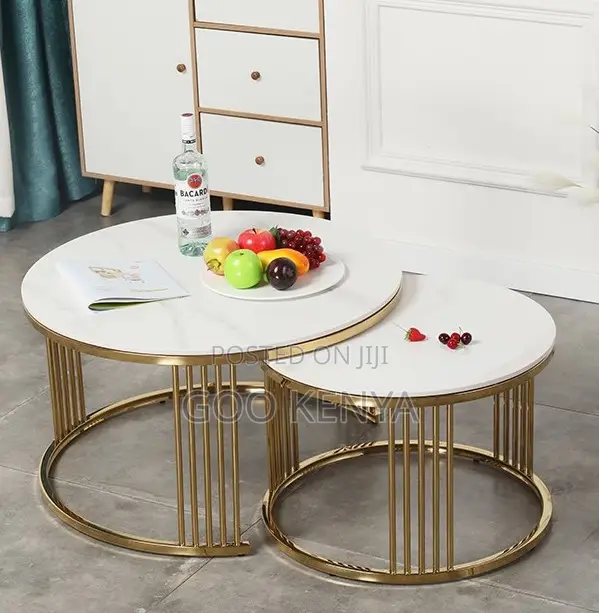 Coffee Table; High-End Modern Gold Convertible Coffee Table