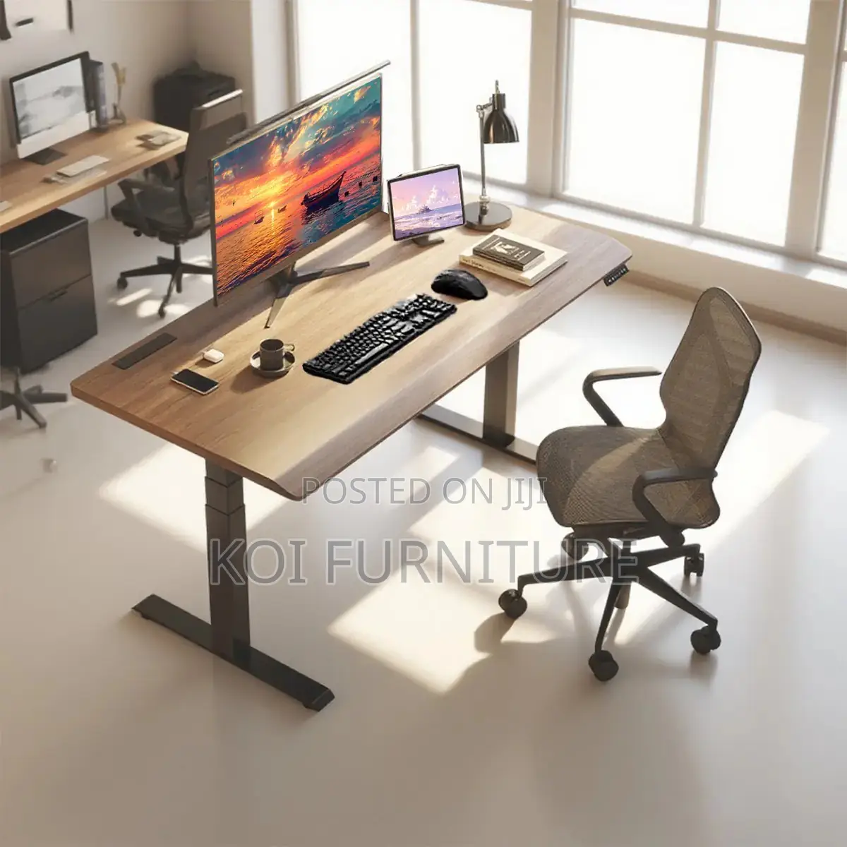 Office Desk; 1.2 Meters Electric Adjustable Cradfted Home Office Desk