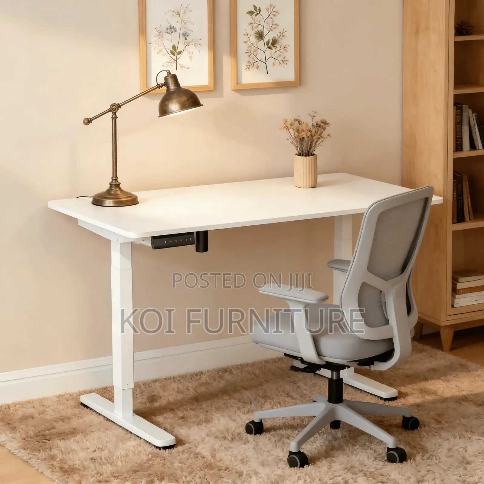 Office Desk; 1.2 Meters Electric Adjustable Cradfted Home Office Desk