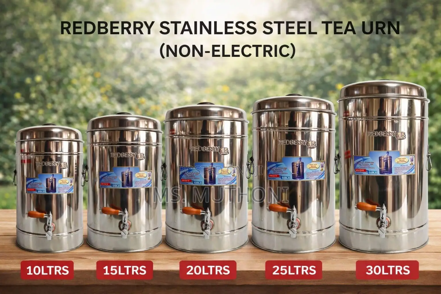 Redberry Stainless Steel Tea Urn (10/15/20/25/30)