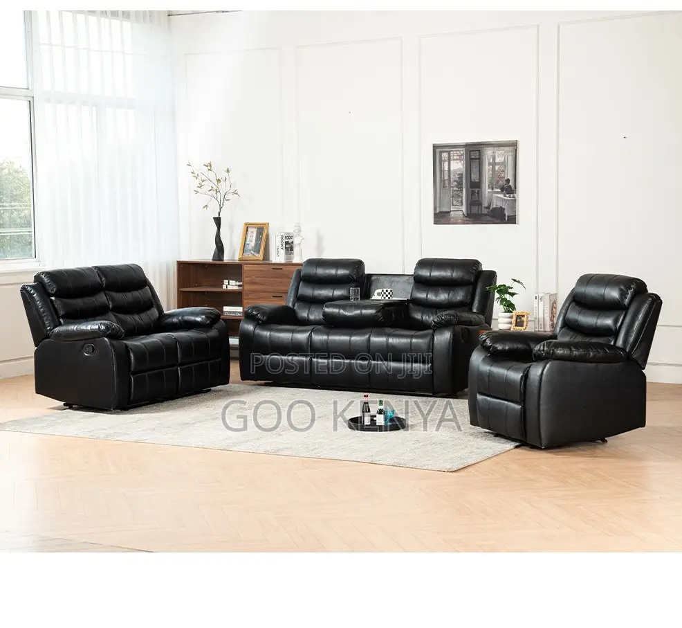 Home Sofa; Luxury 1-2-3 Recliner Sofa Set With Modern Leather Design