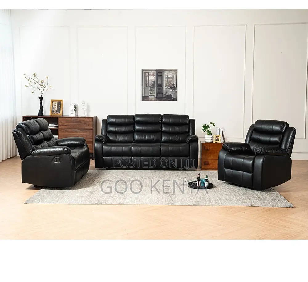 Home Sofa; Luxury 1-2-3 Recliner Sofa Set With Modern Leather Design
