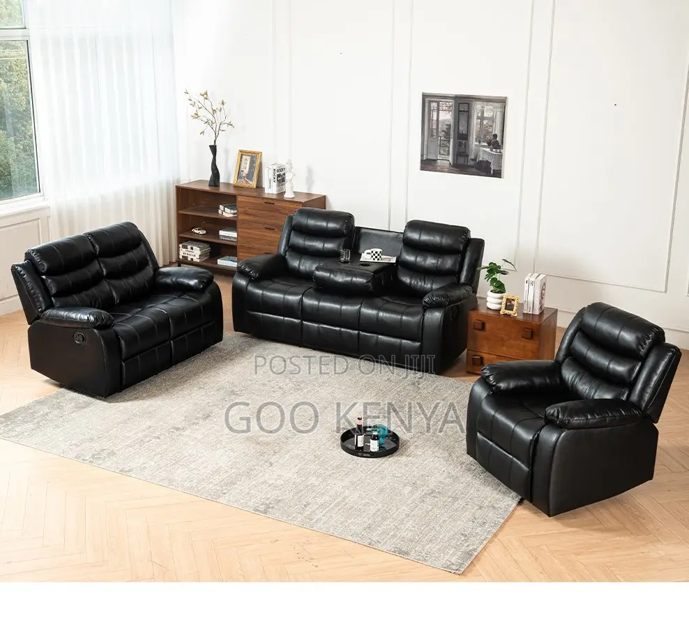 Home Sofa; Luxury 1-2-3 Recliner Sofa Set With Modern Leather Design