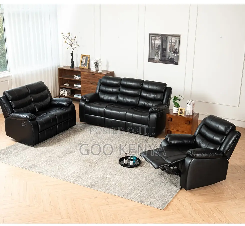 Home Sofa; Luxury 1-2-3 Recliner Sofa Set With Modern Leather Design