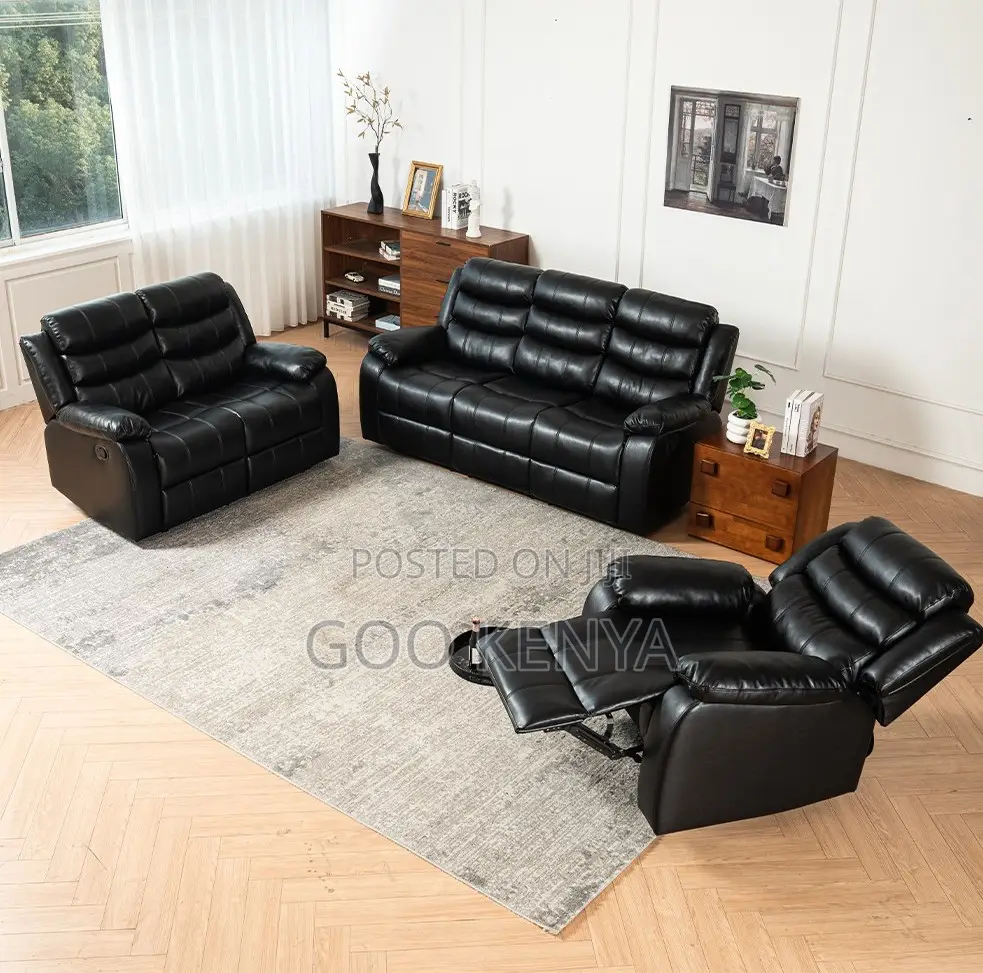 Home Sofa; Luxury 1-2-3 Recliner Sofa Set With Modern Leather Design