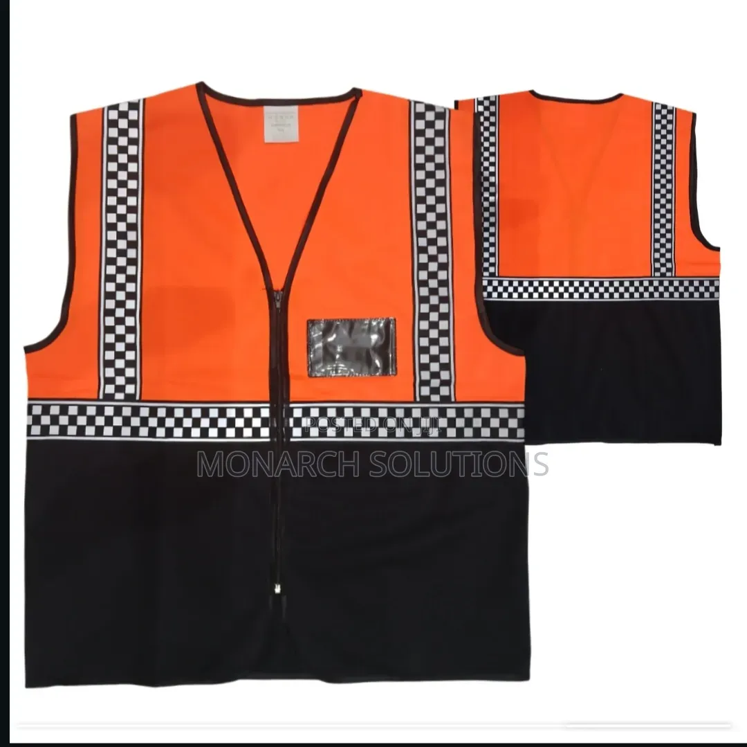 Orange Black Executive Vest With White Black Reflective Lining