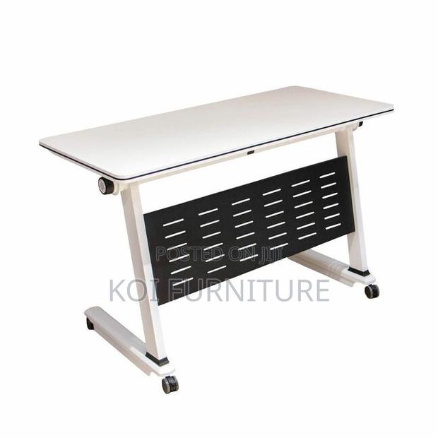 Office Table; 1200mm White Foldable Home Office Training Table - thumbnail 2