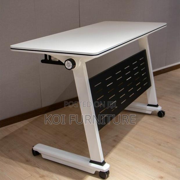Office Table; 1200mm White Foldable Home Office Training Table - thumbnail 5