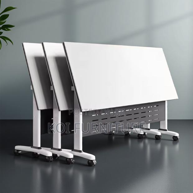 Office Table; 1200mm White Foldable Home Office Training Table - thumbnail 7