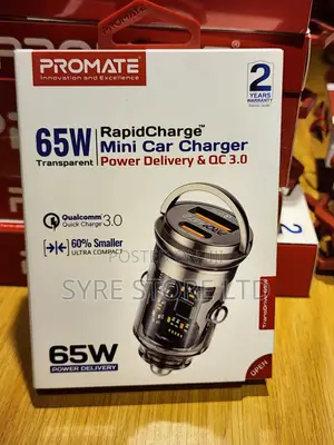 65w Usb-C Fast Car Charger Transparent – Promate Transdrive 65w