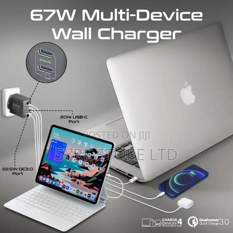 67w Gan Fast Charger 4 Port Usb-C Usb-a – Promate Ganfast