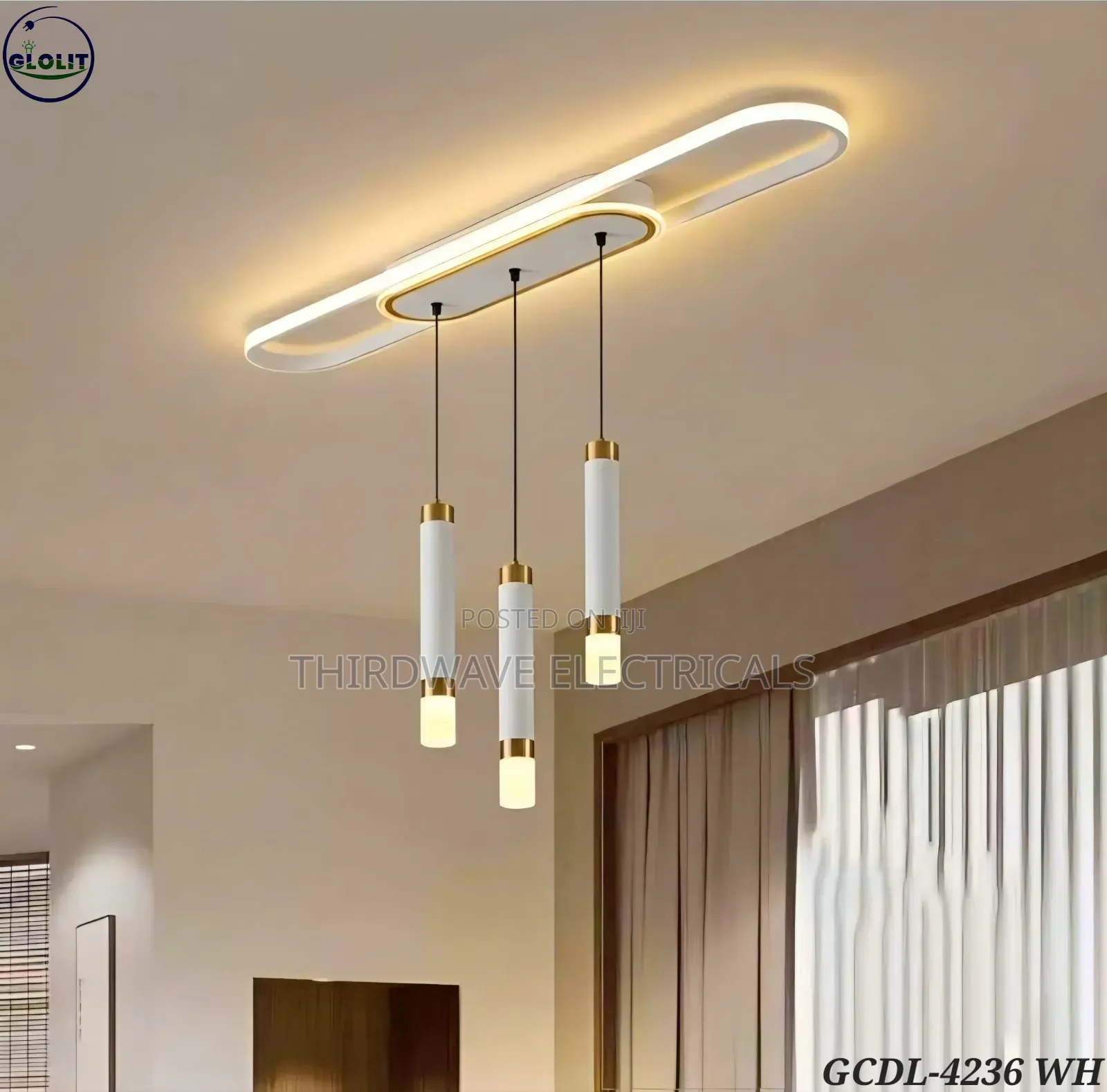 Beautiful White Modern 3-Light Led Pendant Chandelier Light Fq8