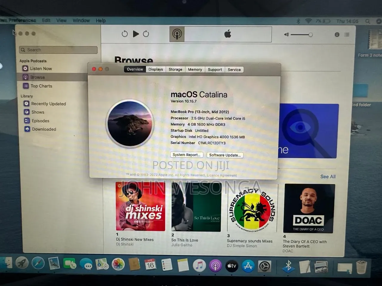 Laptop Apple MacBook 2012 6GB Intel Core i5 HDD 500GB