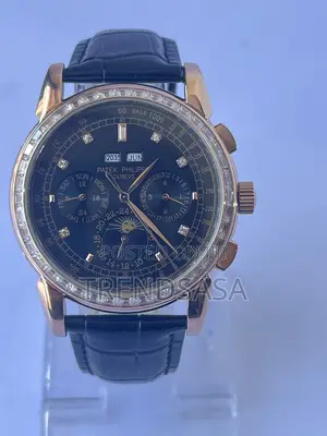 Patek Philippe Perpetual Calendar Black Dial Clear Stones
