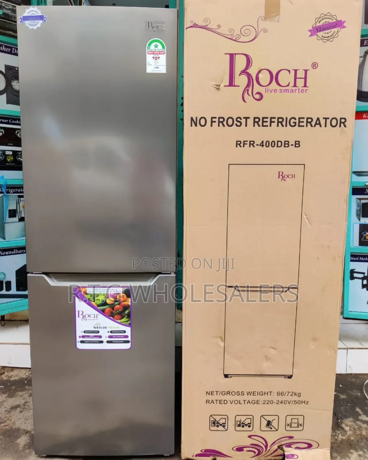 Roch 330l Fridge Double Door No Frost Energy Efficient
