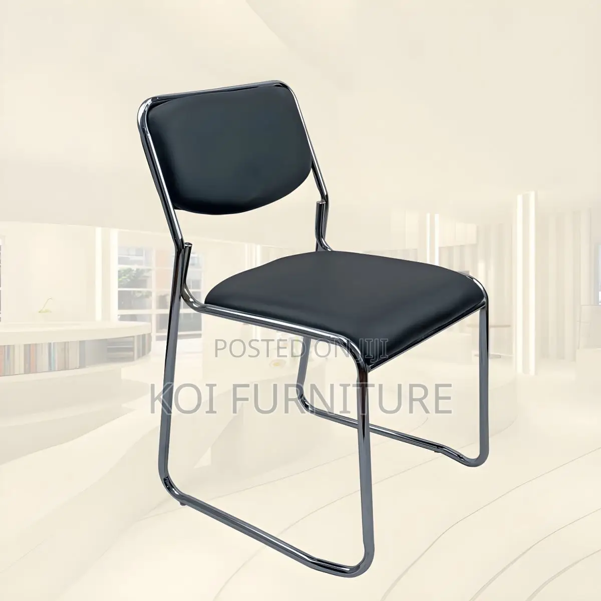 Office Chairs; Stackable Black Mid Backrest Visitors Catalina Seat
