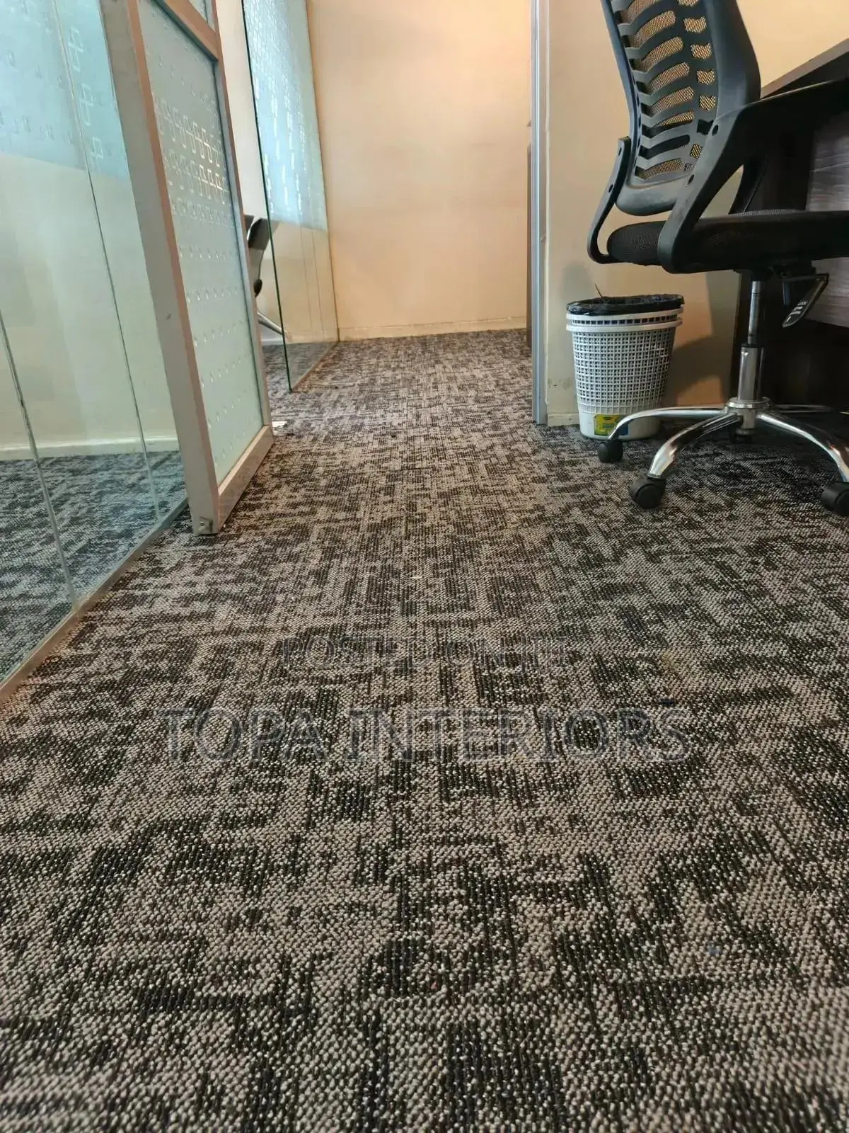 Patched Grey Square Tile Carpets For Executive Office Floor Carpets