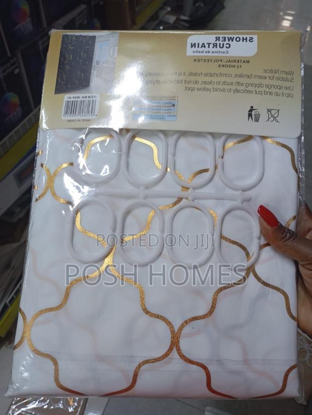 Gold White Marble Shower Curtains - main view