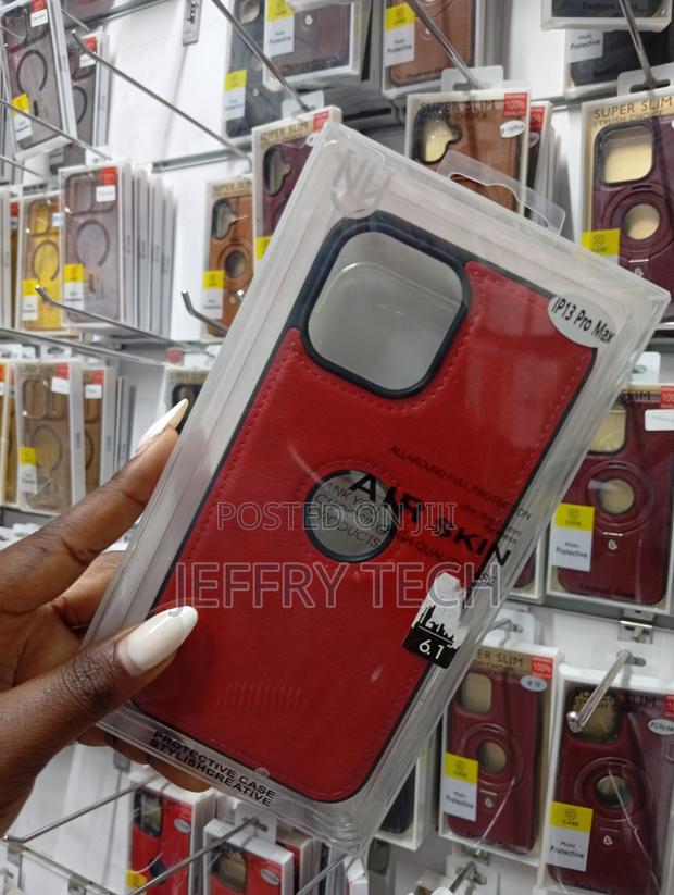 iPhone 13 Pro Max Red Leather-Style Protective Phone Case - thumbnail 2