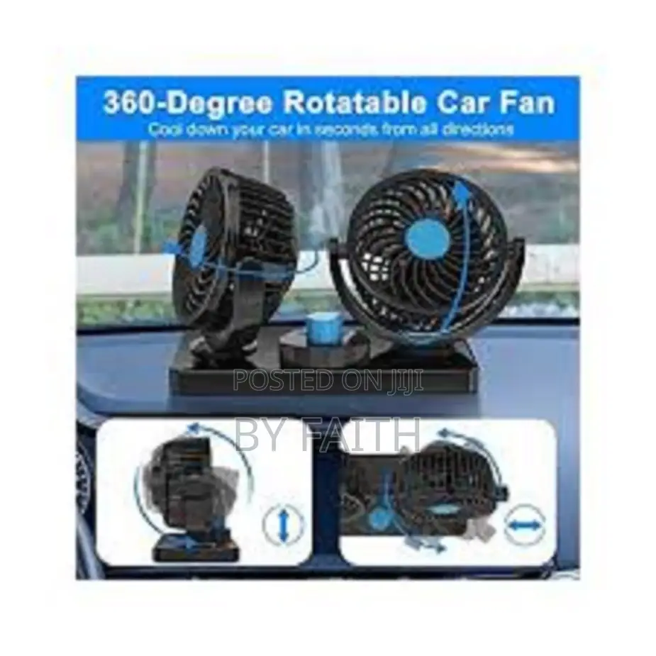 12v Dual Car Cooling Fan-Cigarette Lighter Powered Dashboard Fan