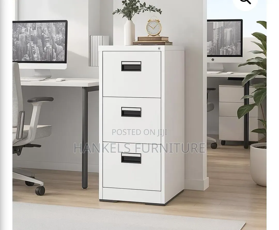 3-Drawer Metallic Office Cabinet Durable Steel Storage