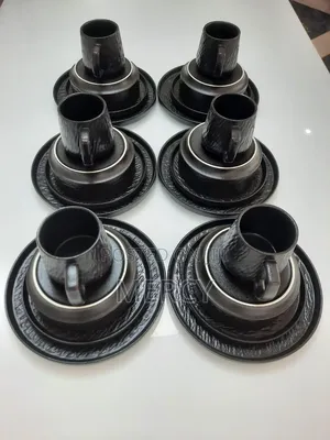 24 PCS Black Ceramic Dinner Set