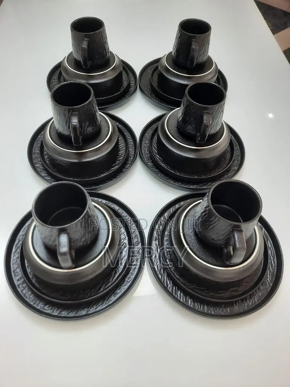 24 PCS Black Ceramic Dinner Set