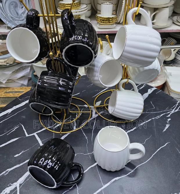 6pcs Elegant Fine Porcelain Ceramic Mugs