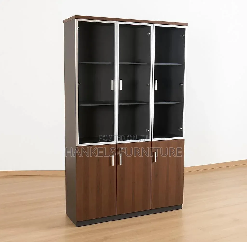 3-Door Office Wooden Cabinet – Large Capacity Storage Unit