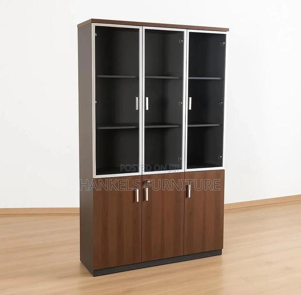 3-Door Office Wooden Cabinet – Large Capacity Storage Unit