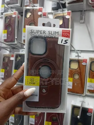 iPhone 15 Brown Leather Magnetic Kickstand Case