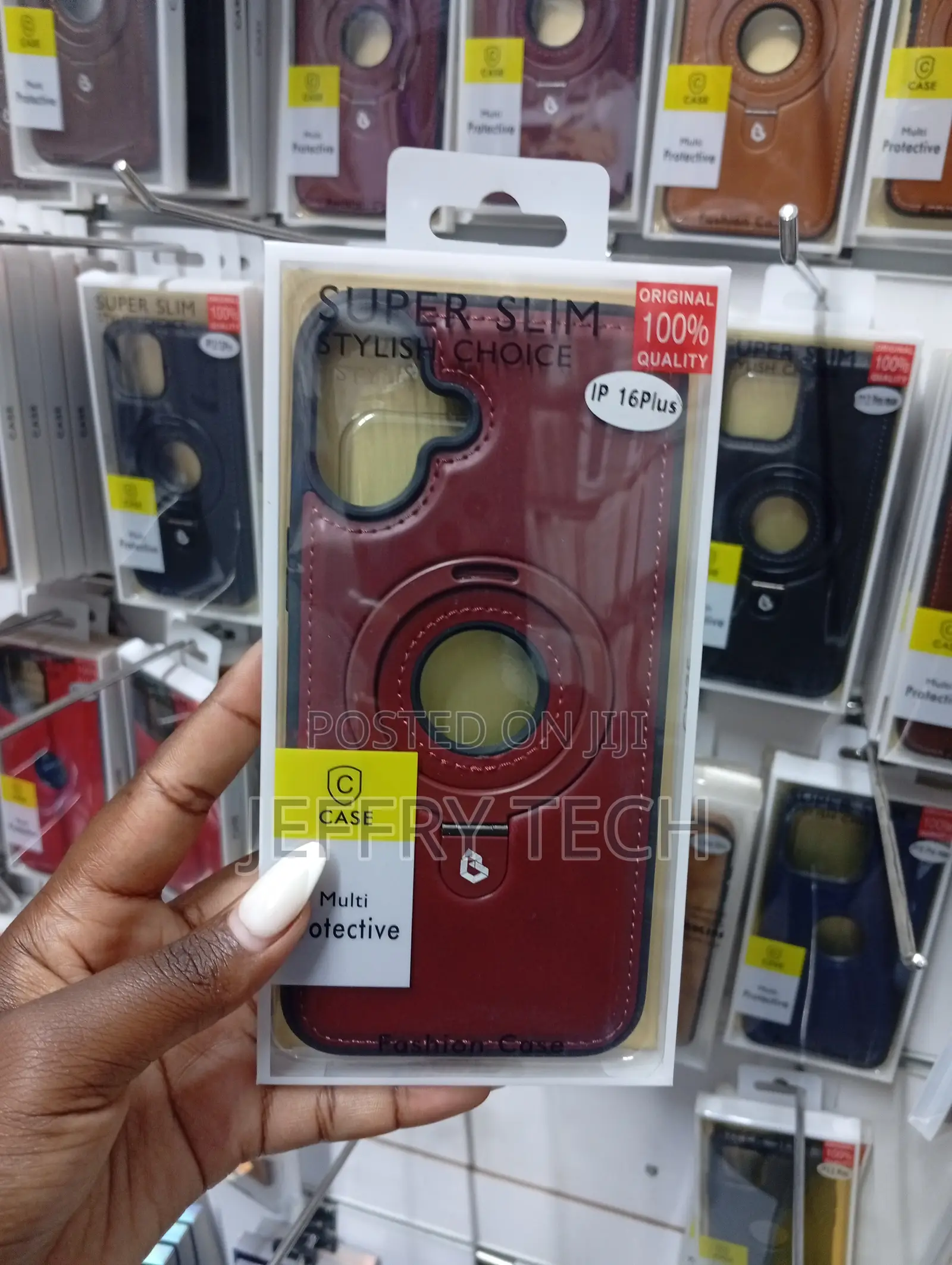 iPhone 16 Plus Maroon-Colored Leather Back Cover Case