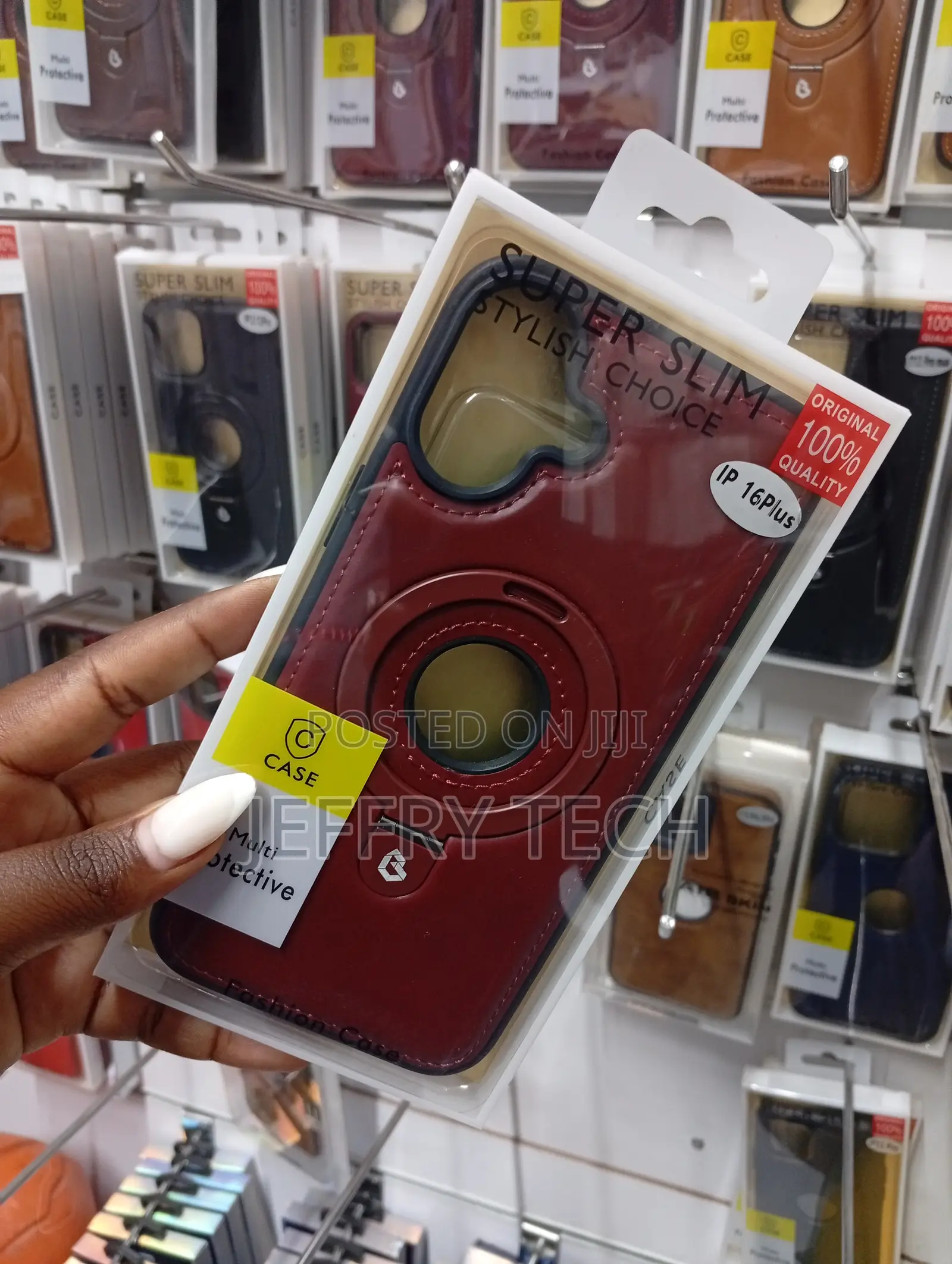 iPhone 16 Plus Maroon-Colored Leather Back Cover Case