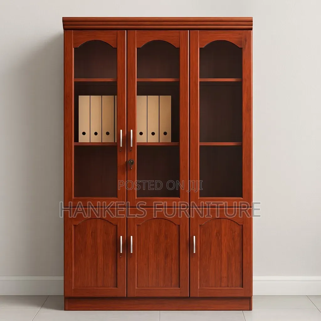 3-Door Wooden Filing Cabinet – Office Organizer Cupboard
