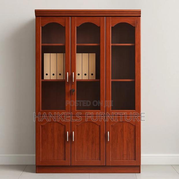 3-Door Wooden Filing Cabinet – Office Organizer Cupboard