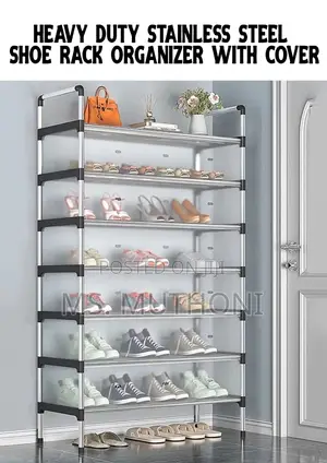 *7-Layer Multifunctional Shoe Rack With a Dustproof Cover.*
