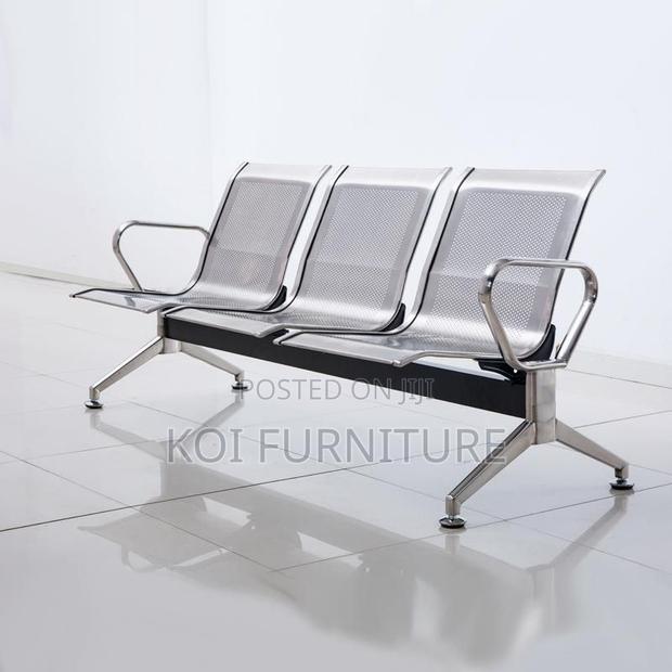 Office Benches; Three Seaters Silver Stainless Steel Benches