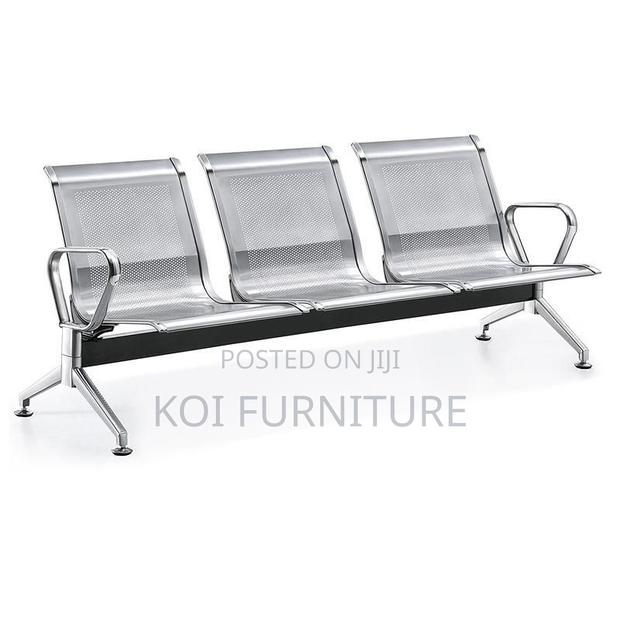 Office Benches; Three Seaters Silver Stainless Steel Benches - thumbnail 3