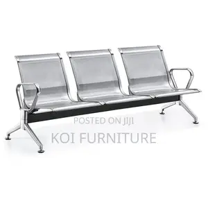 Office Benches; Three Seaters Silver Stainless Steel Benches