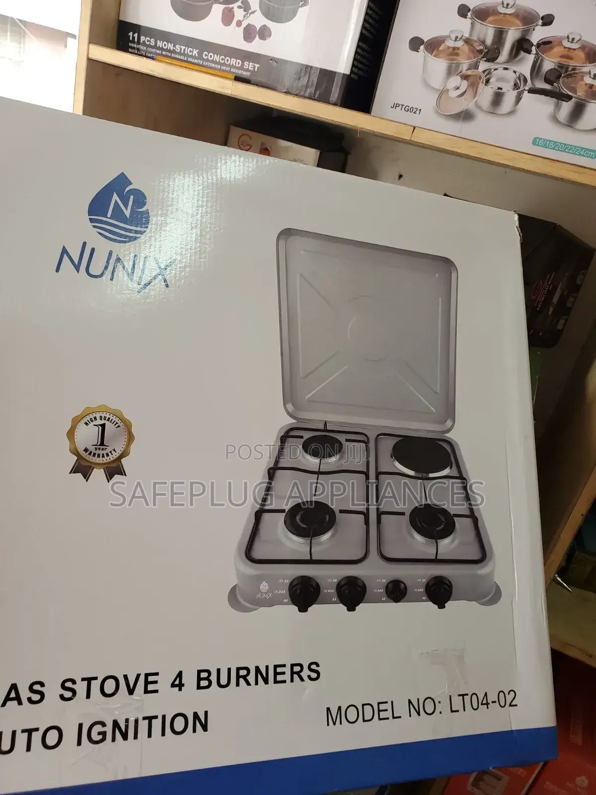 Nunix Multi-Burner Table Cooker (3 Gas + 1 Electric Hot Plate)