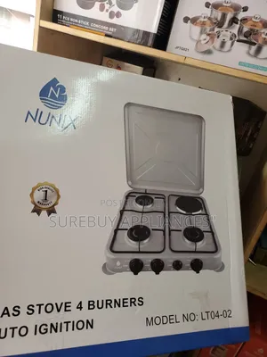 Nunix Multi-Burner Table Cooker (3 Gas + 1 Electric Hot Plate)