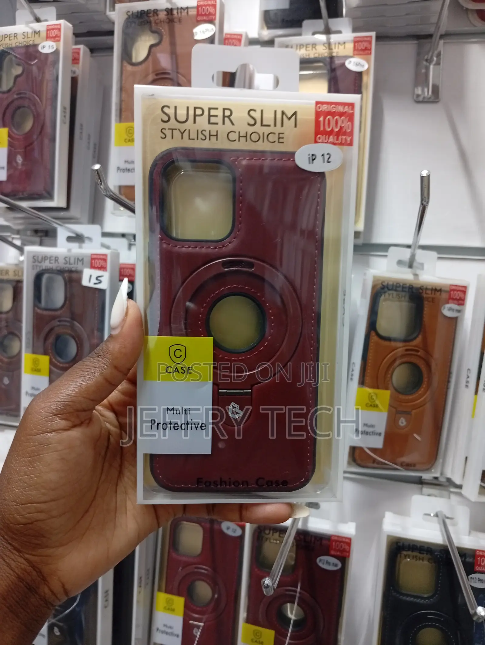 iPhone 12 Leather Case With a Built-in Magnetic Stand