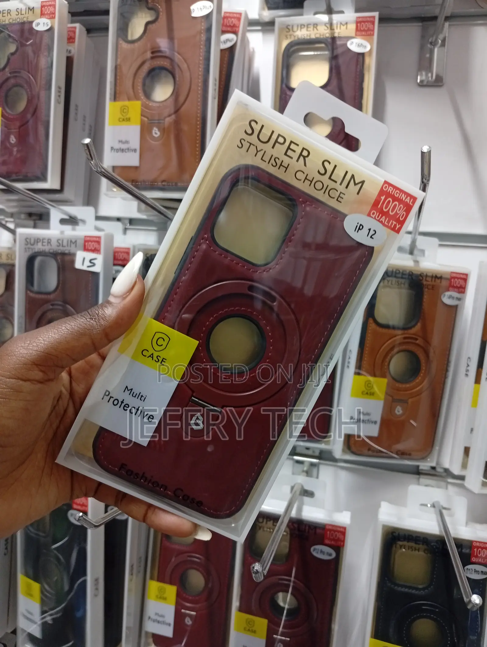 iPhone 12 Leather Case With a Built-in Magnetic Stand