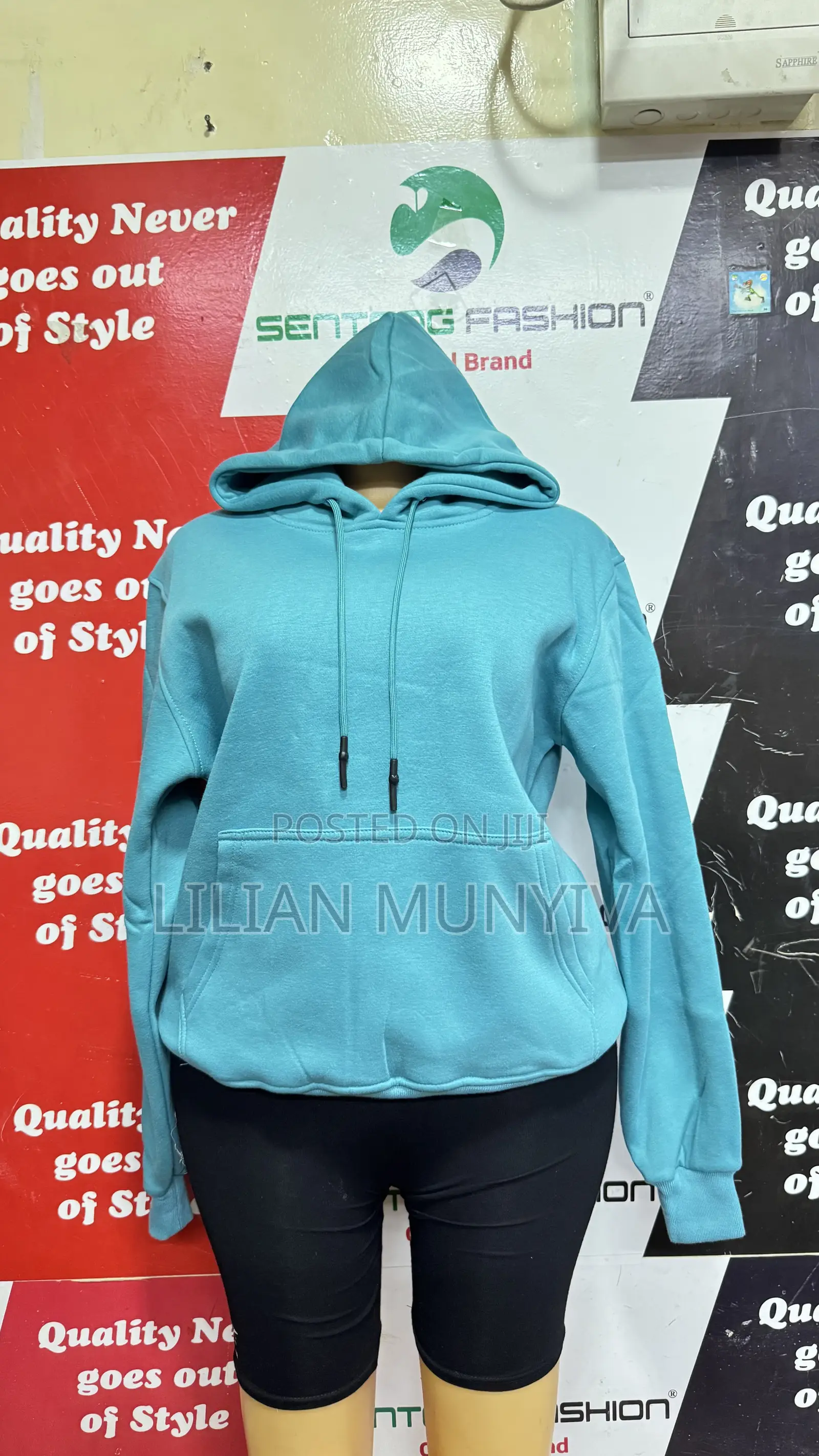 Plain Teal Blue Hoodie