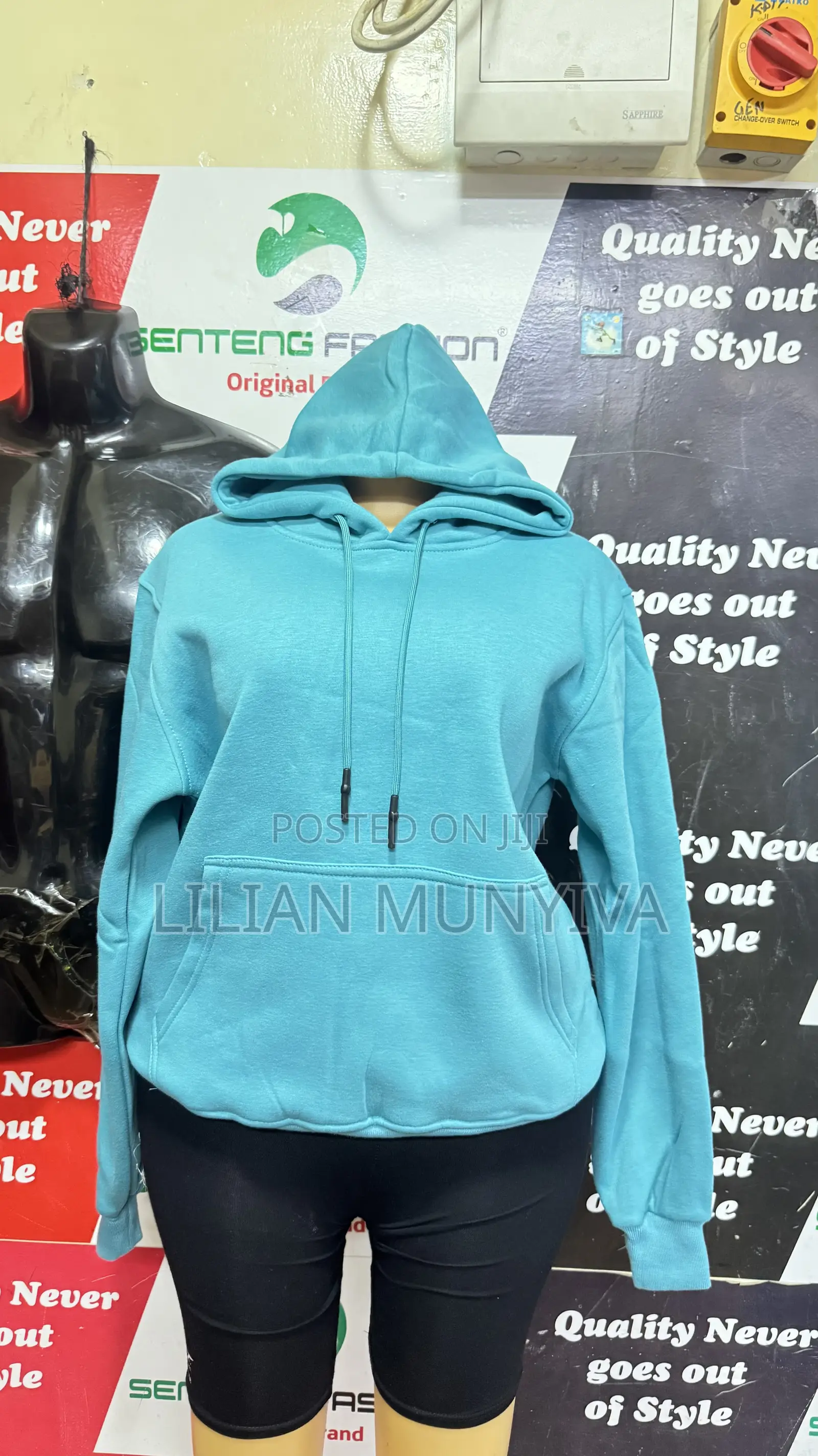 Plain Teal Blue Hoodie