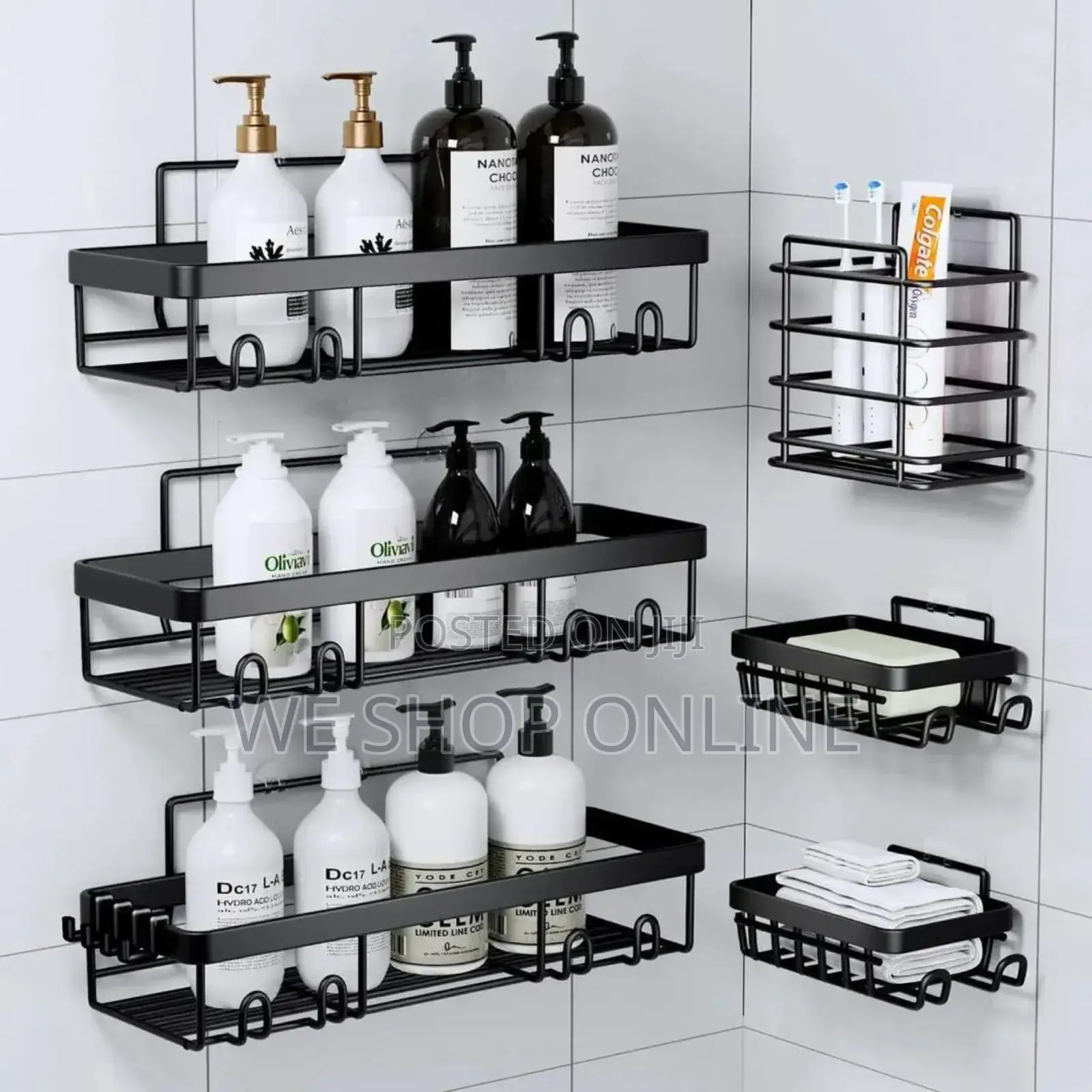 Durable Stainless Steel 6-Pc Spacious Shower Caddy.