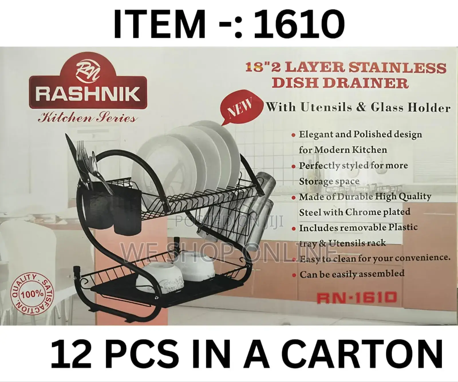 Dish Drainer Metal Double Black