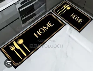 Black Heavy Grip Rubber Underside Floor 2pcs Set 3d Kitchen Mat