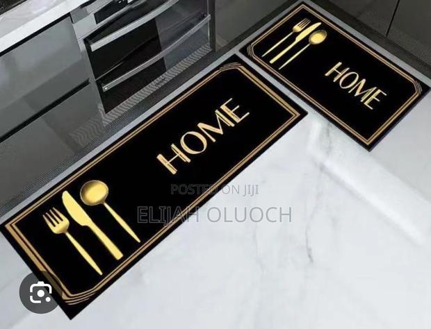 Black Heavy Grip Rubber Underside Floor 2pcs Set 3d Kitchen Mat - thumbnail 4